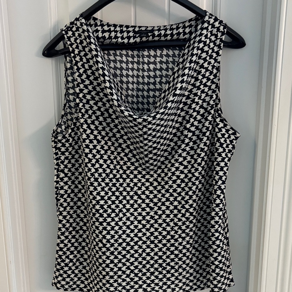 Ann Taylor Factory Black and White Houndstooth Cowl Neck Camisole